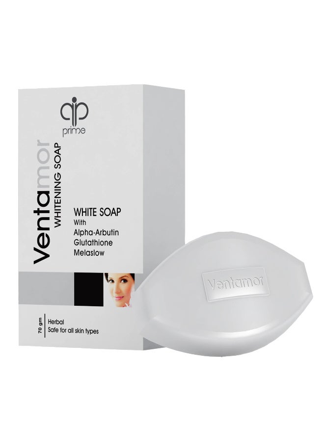 Ventamor Whitening Soap 70 gm with Glutathione, Alpha Arbutin & Caviar Extract – Brightening Bar Soap, Reduces Dark Spots & Hyperpigmentation, Evens Skin Tone, Suitable for All Skin Types